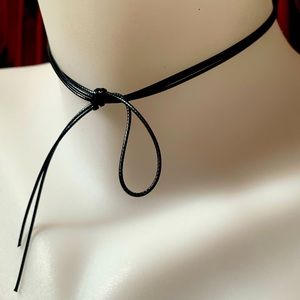 Black tied choker necklace